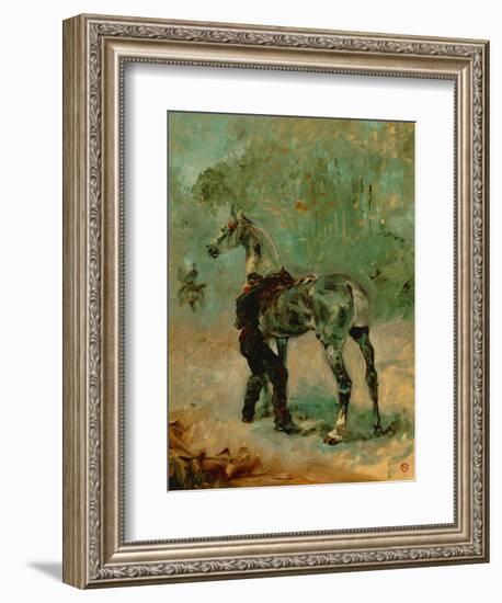 Artilleryman Saddling His Horse, 1878 or 1881-Henri de Toulouse-Lautrec-Framed Giclee Print