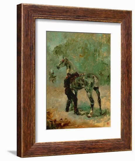 Artilleryman Saddling His Horse, 1878 or 1881-Henri de Toulouse-Lautrec-Framed Giclee Print