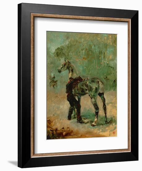 Artilleryman Saddling His Horse, 1878 or 1881-Henri de Toulouse-Lautrec-Framed Giclee Print