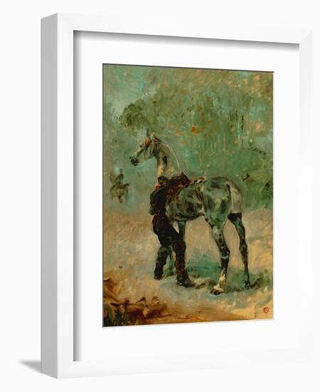 Artilleryman Saddling His Horse, 1878 or 1881-Henri de Toulouse-Lautrec-Framed Giclee Print