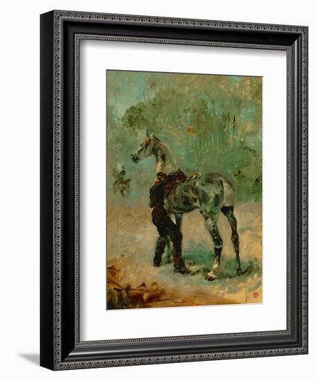 Artilleryman Saddling His Horse, 1878 or 1881-Henri de Toulouse-Lautrec-Framed Giclee Print