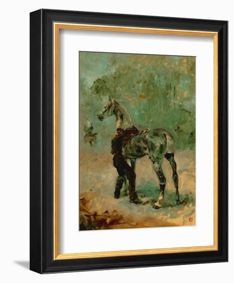 Artilleryman Saddling His Horse, 1878 or 1881-Henri de Toulouse-Lautrec-Framed Giclee Print