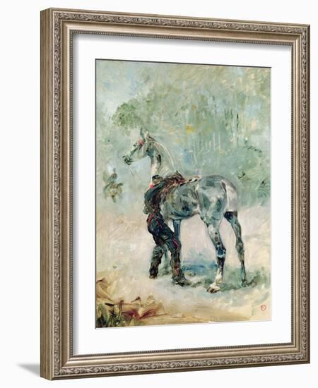 Artilleryman Saddling His Horse, 1879-Henri de Toulouse-Lautrec-Framed Giclee Print