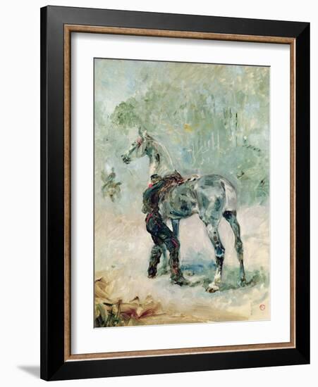 Artilleryman Saddling His Horse, 1879-Henri de Toulouse-Lautrec-Framed Giclee Print