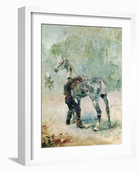 Artilleryman Saddling His Horse, 1879-Henri de Toulouse-Lautrec-Framed Giclee Print