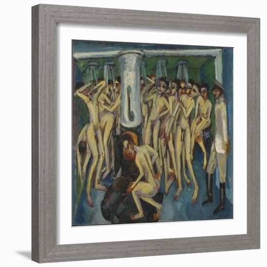 Artillerymen in the Shower, 1915 (Oil on Canvas)-Ernst Ludwig Kirchner-Framed Giclee Print