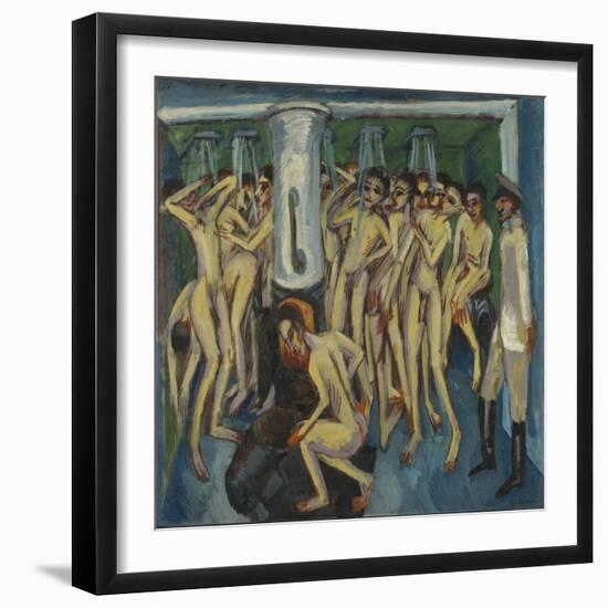 Artillerymen in the Shower, 1915 (Oil on Canvas)-Ernst Ludwig Kirchner-Framed Giclee Print