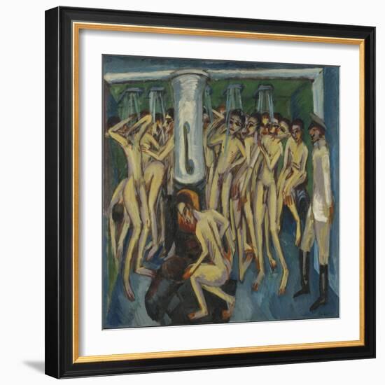 Artillerymen in the Shower, 1915 (Oil on Canvas)-Ernst Ludwig Kirchner-Framed Giclee Print