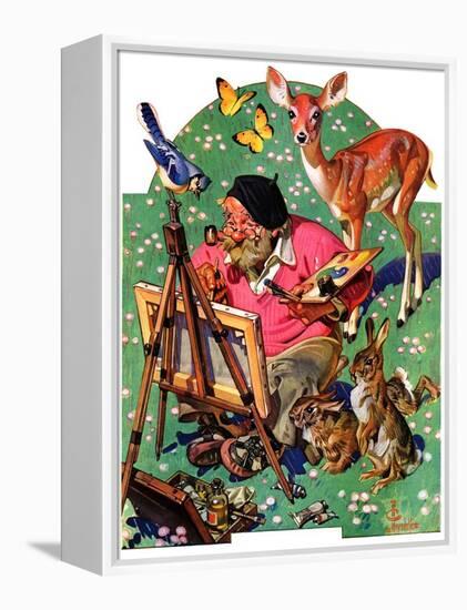 "Artist and Animals,"May 26, 1934-Joseph Christian Leyendecker-Framed Premier Image Canvas