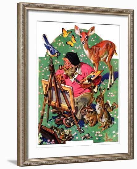 "Artist and Animals,"May 26, 1934-Joseph Christian Leyendecker-Framed Giclee Print