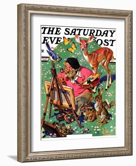 "Artist and Animals," Saturday Evening Post Cover, May 26, 1934-Joseph Christian Leyendecker-Framed Giclee Print