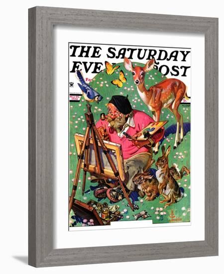 "Artist and Animals," Saturday Evening Post Cover, May 26, 1934-Joseph Christian Leyendecker-Framed Giclee Print