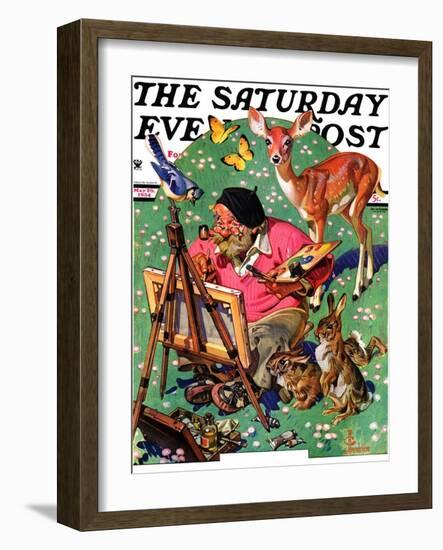 "Artist and Animals," Saturday Evening Post Cover, May 26, 1934-Joseph Christian Leyendecker-Framed Giclee Print