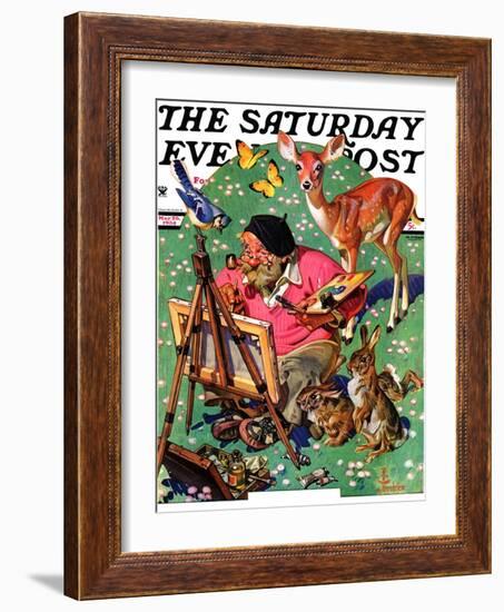 "Artist and Animals," Saturday Evening Post Cover, May 26, 1934-Joseph Christian Leyendecker-Framed Giclee Print