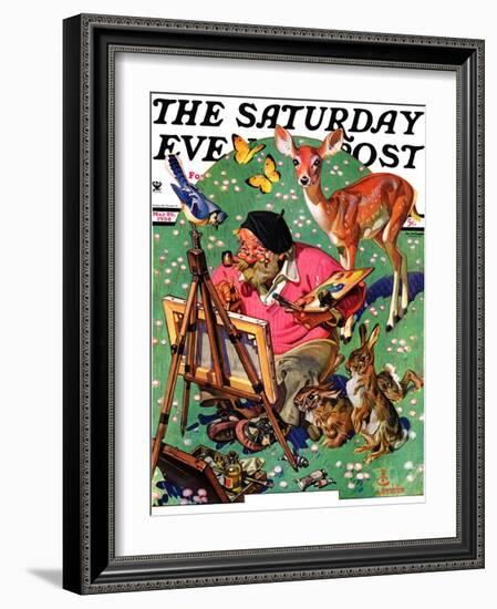 "Artist and Animals," Saturday Evening Post Cover, May 26, 1934-Joseph Christian Leyendecker-Framed Giclee Print