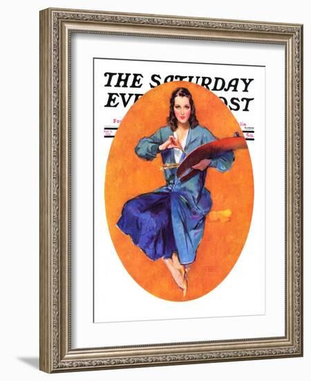 "Artist and Her Palette," Saturday Evening Post Cover, September 9, 1933-John LaGatta-Framed Giclee Print