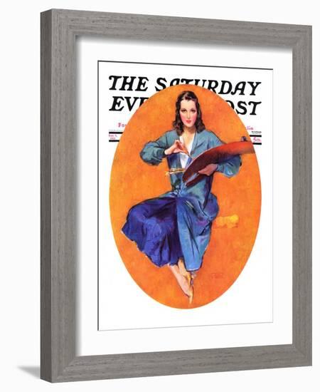 "Artist and Her Palette," Saturday Evening Post Cover, September 9, 1933-John LaGatta-Framed Giclee Print