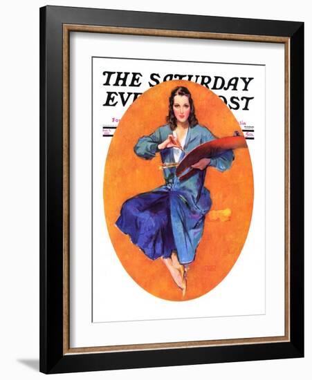 "Artist and Her Palette," Saturday Evening Post Cover, September 9, 1933-John LaGatta-Framed Giclee Print