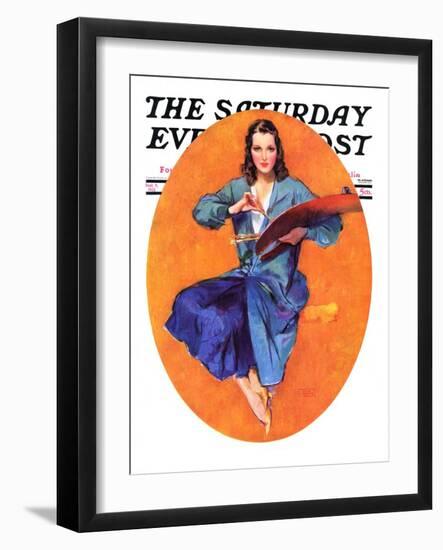 "Artist and Her Palette," Saturday Evening Post Cover, September 9, 1933-John LaGatta-Framed Giclee Print