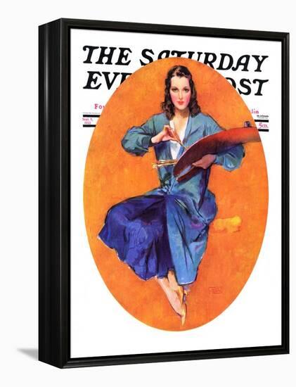 "Artist and Her Palette," Saturday Evening Post Cover, September 9, 1933-John LaGatta-Framed Premier Image Canvas