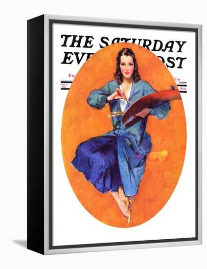 "Artist and Her Palette," Saturday Evening Post Cover, September 9, 1933-John LaGatta-Framed Premier Image Canvas