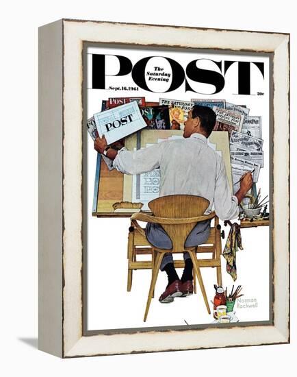 "Artist at Work" Saturday Evening Post Cover, September 16,1961-Norman Rockwell-Framed Premier Image Canvas