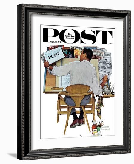 "Artist at Work" Saturday Evening Post Cover, September 16,1961-Norman Rockwell-Framed Giclee Print