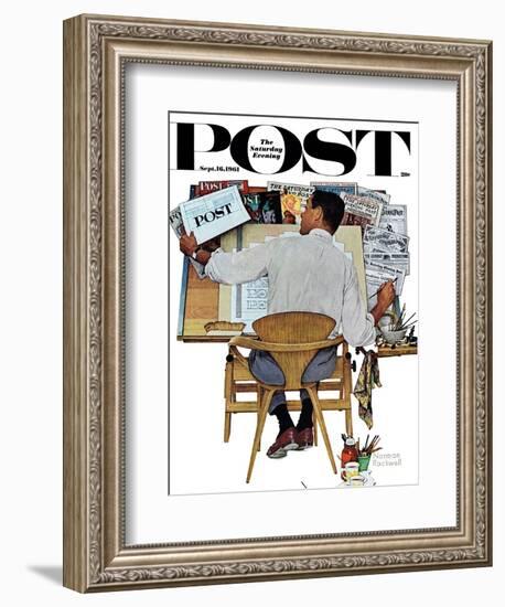 "Artist at Work" Saturday Evening Post Cover, September 16,1961-Norman Rockwell-Framed Giclee Print