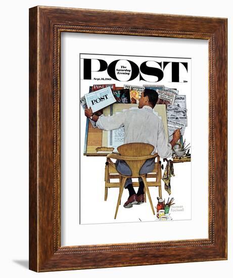 "Artist at Work" Saturday Evening Post Cover, September 16,1961-Norman Rockwell-Framed Giclee Print