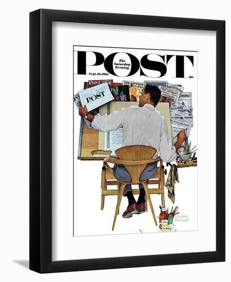 "Artist at Work" Saturday Evening Post Cover, September 16,1961-Norman Rockwell-Framed Giclee Print