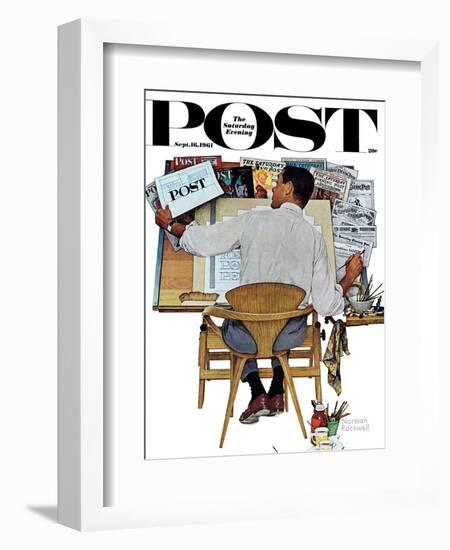 "Artist at Work" Saturday Evening Post Cover, September 16,1961-Norman Rockwell-Framed Giclee Print