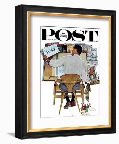 "Artist at Work" Saturday Evening Post Cover, September 16,1961-Norman Rockwell-Framed Giclee Print