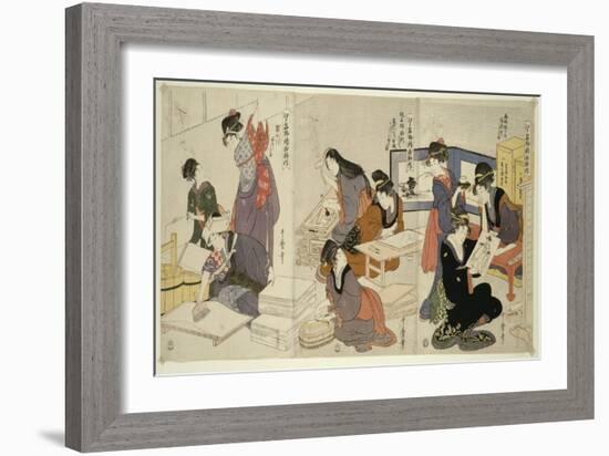 Artist, Block Carver, Applying Sizing, C.1803-Kitagawa Utamaro-Framed Giclee Print