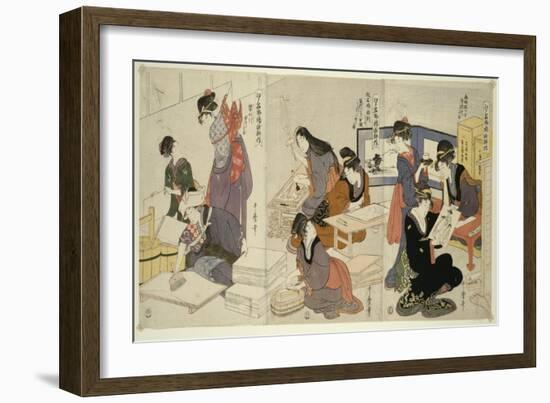 Artist, Block Carver, Applying Sizing, C.1803-Kitagawa Utamaro-Framed Giclee Print