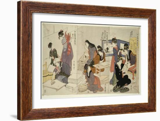 Artist, Block Carver, Applying Sizing, C.1803-Kitagawa Utamaro-Framed Giclee Print