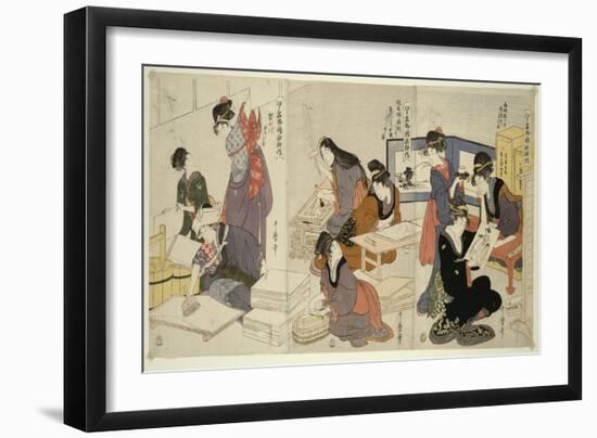 Artist, Block Carver, Applying Sizing, C.1803-Kitagawa Utamaro-Framed Giclee Print