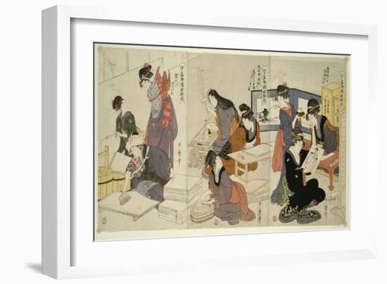 Artist, Block Carver, Applying Sizing, C.1803-Kitagawa Utamaro-Framed Giclee Print