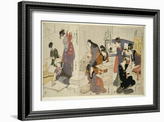 Artist, Block Carver, Applying Sizing, C.1803-Kitagawa Utamaro-Framed Giclee Print