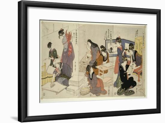 Artist, Block Carver, Applying Sizing, C.1803-Kitagawa Utamaro-Framed Giclee Print