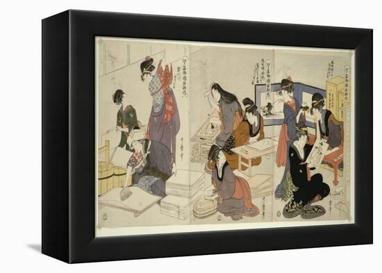 Artist, Block Carver, Applying Sizing, C.1803-Kitagawa Utamaro-Framed Premier Image Canvas