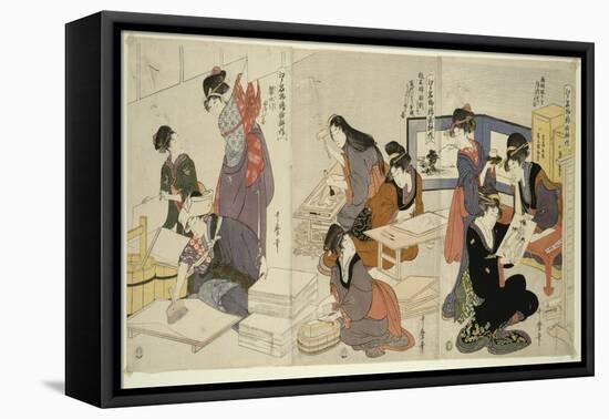 Artist, Block Carver, Applying Sizing, C.1803-Kitagawa Utamaro-Framed Premier Image Canvas