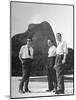 Artist Franklin Thomas Standing with Walt Disney on Brazilian Beach-null-Mounted Photographic Print