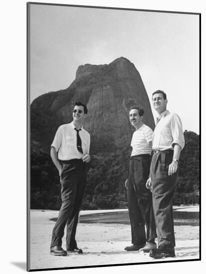 Artist Franklin Thomas Standing with Walt Disney on Brazilian Beach-null-Mounted Photographic Print