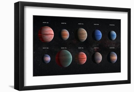 Artist Impression of Hot Jupiter Exoplanets - Annotated-null-Framed Art Print