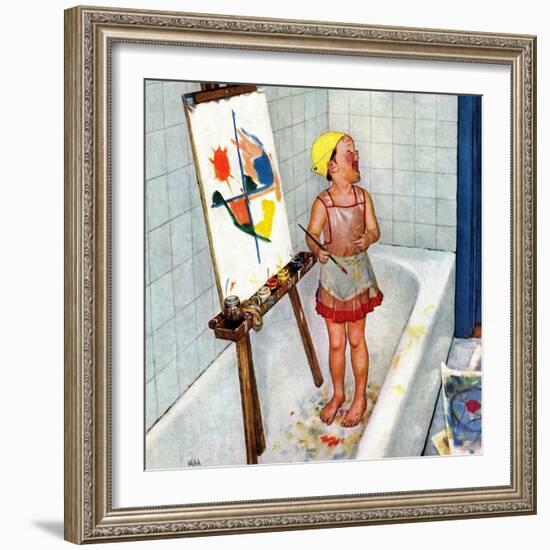 "Artist in the Bathtub", October 28, 1950-Jack Welch-Framed Giclee Print