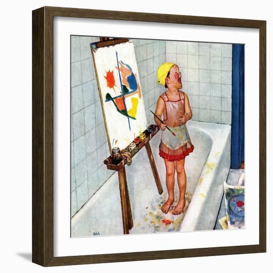 "Artist in the Bathtub", October 28, 1950-Jack Welch-Framed Giclee Print