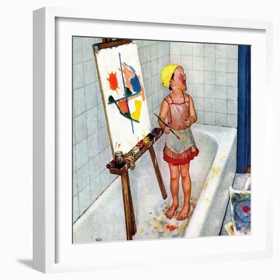 "Artist in the Bathtub", October 28, 1950-Jack Welch-Framed Giclee Print