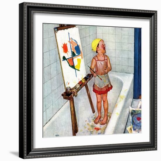 "Artist in the Bathtub", October 28, 1950-Jack Welch-Framed Giclee Print