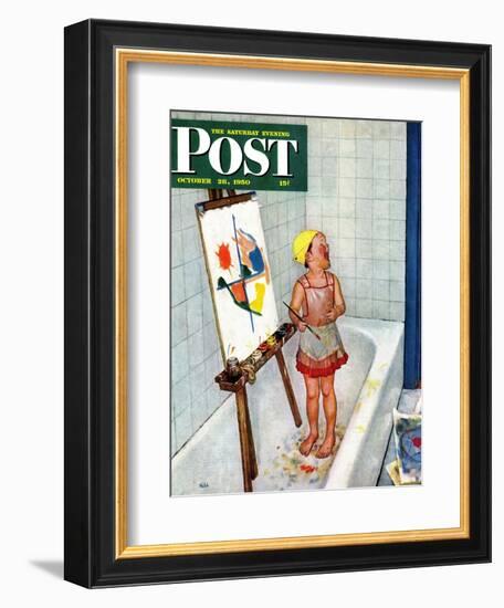 "Artist in the Bathtub" Saturday Evening Post Cover, October 28, 1950-Jack Welch-Framed Giclee Print