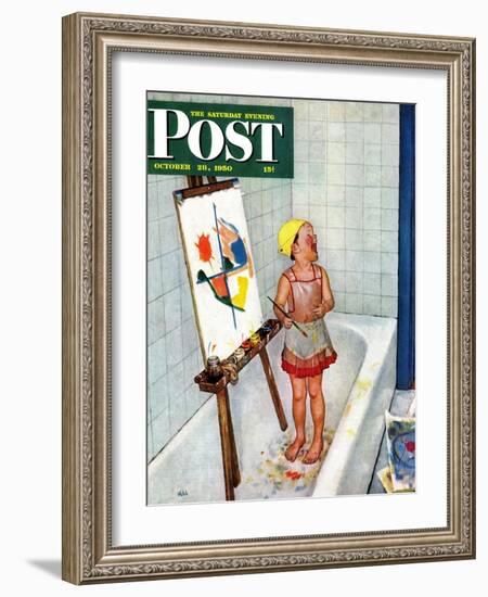 "Artist in the Bathtub" Saturday Evening Post Cover, October 28, 1950-Jack Welch-Framed Giclee Print